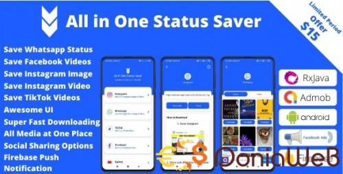 More information about "All in One Status Saver – Whatsapp, Facebook, Instagram, TikTok, Twitter + Admob & Facebook Ads v6"