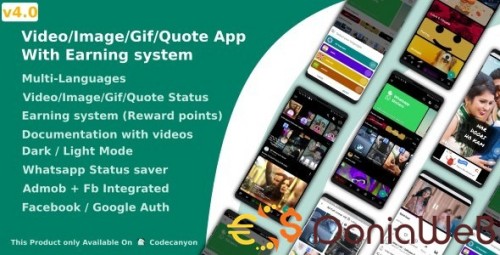 More information about "Video/Image/Gif/Quote App With Earning system (Reward points)"
