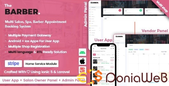 Multi Salon, Spa, Barber Appointment Booking System | Adminpanel | Salon Owner Panel - saas + Addons