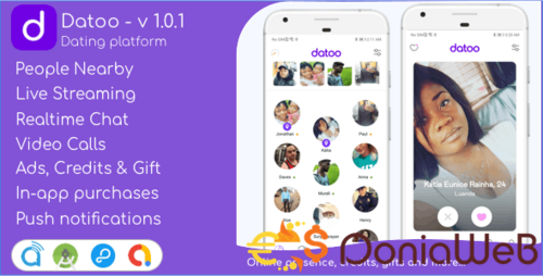 More information about "Datoo v1.0.10 - Dating platform with Live Steaming and Video calls + Admin Panel"