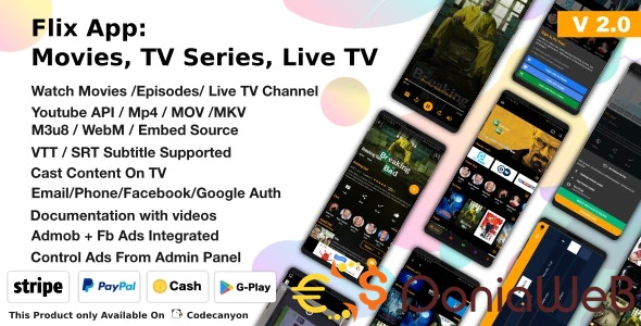 Flix App Movies v3.3 - TV Series - Live TV Channels - TV Cast