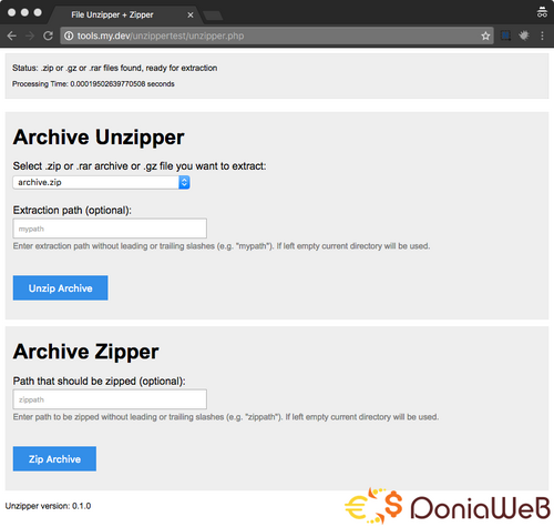 More information about "File Unzipper for php website"