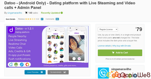 More information about "Datoo v1.2.1 - (Android Only) - Dating platform with Live Steaming and Video calls + Admin Panel"