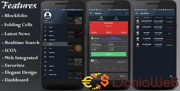 CCT - Crypto Currency Tracker Android App | Blockfolio | ICO's | Admob Ads | Notifications | News