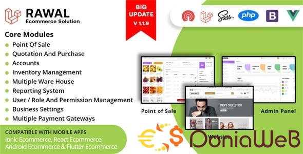Rawal v1.1.9 – Android 和 Laravel 电子商务解决方案，带 POS 的单点和多点商业品牌