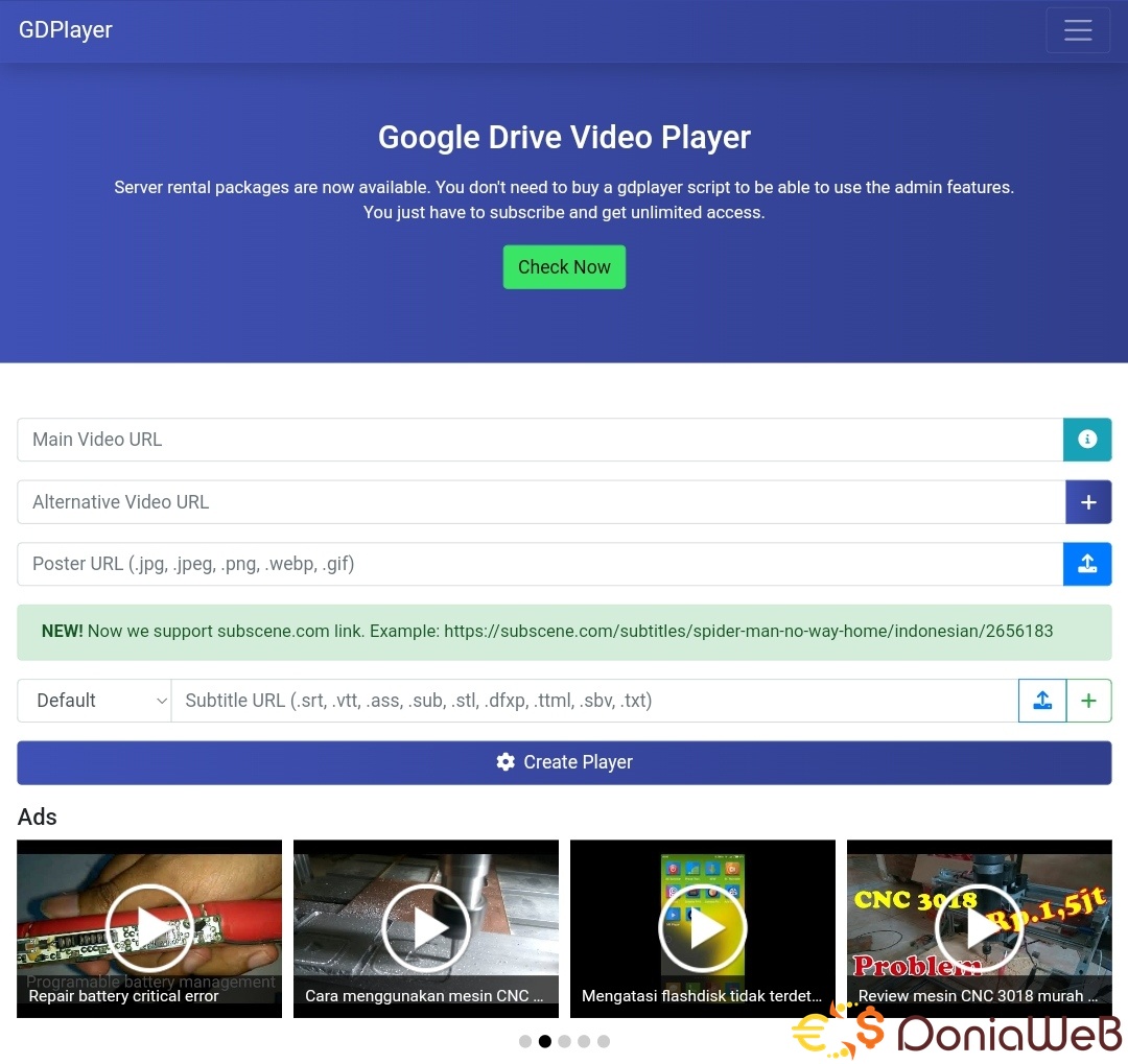 GDPlayer.Top Google Drive Video Player PHP Script v3.1
