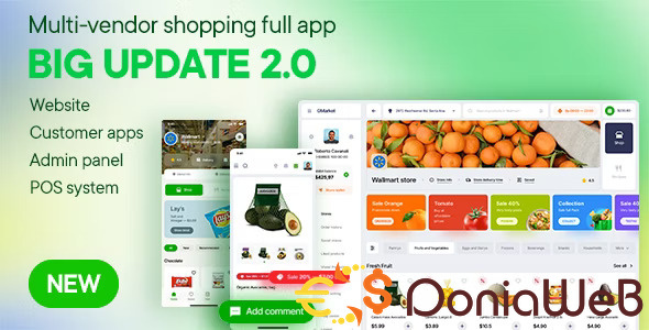 Sundaymart - Multi-purpose e-commerce marketplace (Website + Customer apps + Admin panel)