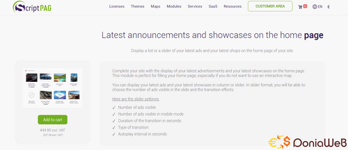 More information about "Module script pag "Latest announcements and showcases on the home page""