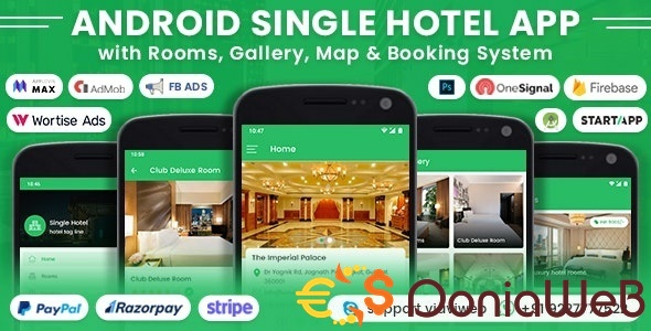 Android Single Hotel Application with Rooms, Gallery, Map & Booking System