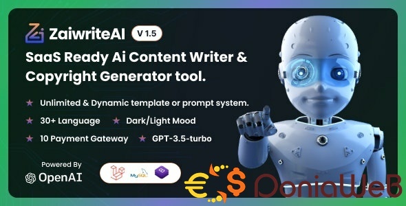 ZaiwriteAI - Ai Content Writer & Copyright Generator tool With SAAS.