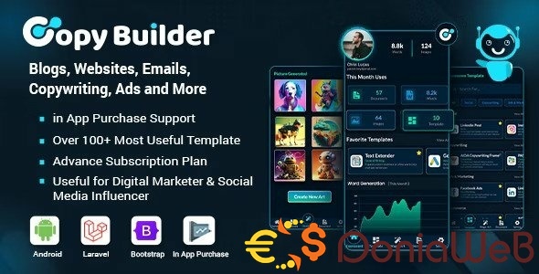 Copy Builder OpenAI ChatGPT AI Writing Assistant, AI Image Generator, and Content Creator as SaaS (Nulled)