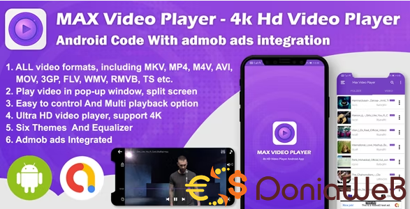 Android Max Player - 4k HD Video Player with Admob Ads (version-2)