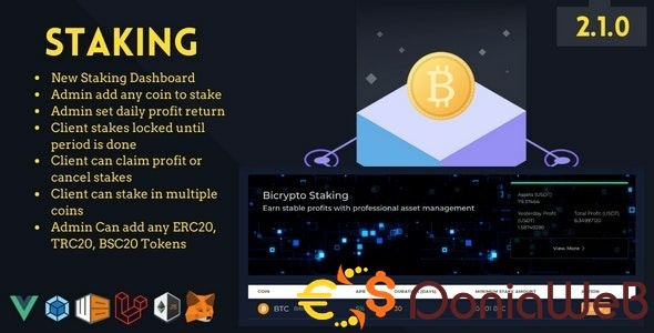 Staking Crypto Addon For Bicrypto - Staking Investments, Any Stakable Coins, Tokens, Networks