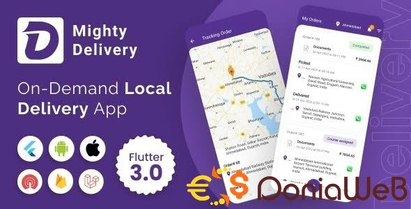 MightyDelivery - On Demand Local Delivery System Flutter App | Courier Company | Courier App