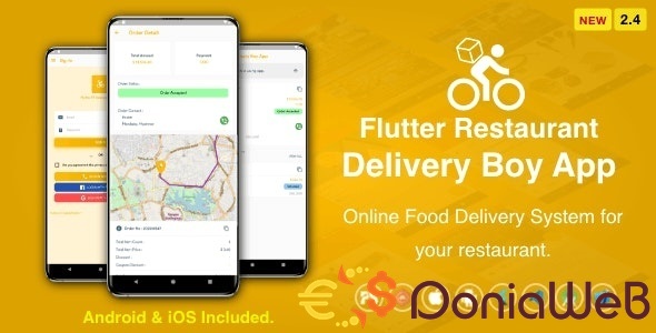 Flutter Restaurant Delivery Boy App for iOS and Android ( 2.4 )