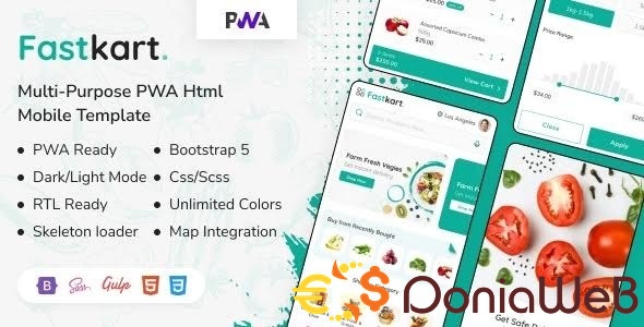 Fastkart - Online Ecommerce Grocery & Food Delivery Supermarket HTML Mobile PWA Template