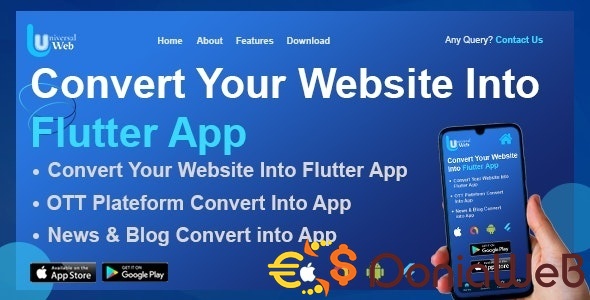 UniversalWeb - Convert Website to a Flutter App | Webview App | Web To App |Andorid | iOS