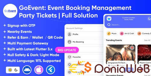 More information about "GoEvent - Event Booking Management | Event Planner | Ticket Booking | Flutter Full Solution App"
