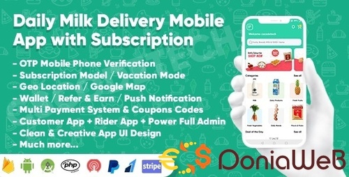 More information about "Dairy Products, Grocery, Daily Milk Delivery Mobile App with Subscription | Customer & Delivery App"