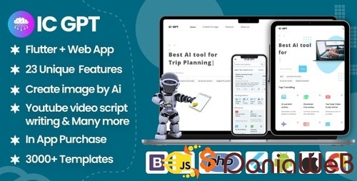 More information about "ICGPT- GPT AI Writing Assistant, Image Generator & Content Creator Flutter App + WEB version + Admin"