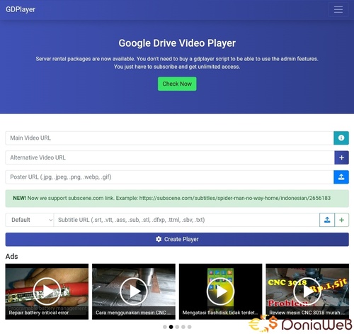 More information about "GDPlayer.Top Google Drive Video Player PHP Script"