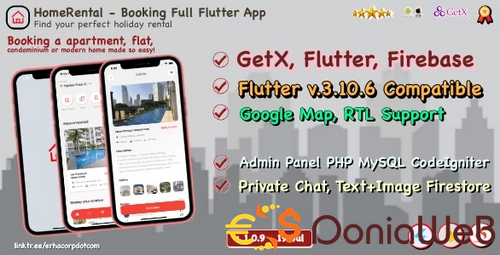 More information about "HomeRental - Booking Properties Full Flutter App with Chat | GetX | Web Admin Panel"