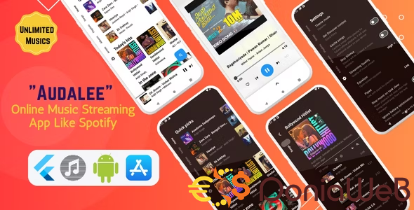 Audalee v1.5 - Unlimited Music Streaming App | Flutter & Getx | Android & iOS