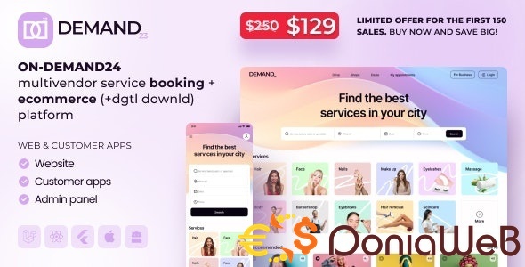 On-Demand24 - Multivendor Service Booking + eCommerce (+dgtl downld) platform (cust web, mob, admin)
