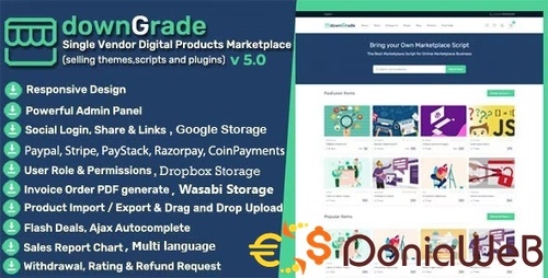 More information about "downGrade - Single Vendor Digital Marketplace With Subscription"