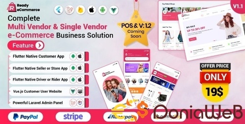 More information about "Ready ecommerce - Complete Multi Vendor e-Commerce Mobile App, Website, Rider App with Seller App"