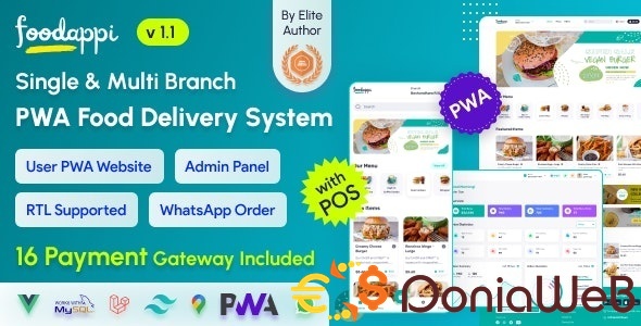 FoodAppi - PWA Food Delivery System and WhatsApp Menu Ordering with Admin Panel | Restaurant POS