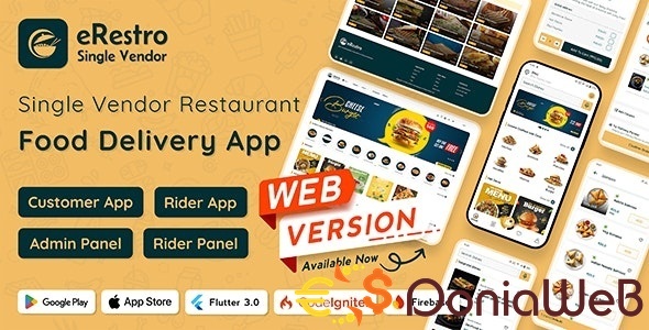 eRestro - Single Vendor Restaurant Flutter App | Food Ordering App with Admin Panel | Web Version