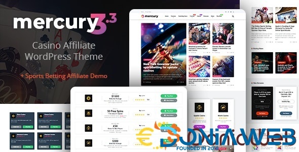 Mercury - Gambling & Casino Affiliate WordPress Theme. News & Reviews