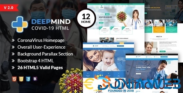 DeepMind Coronavirus, Hospital and Heath HTML Template