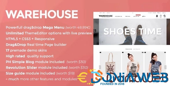 Warehouse - Prestashop theme with elementor