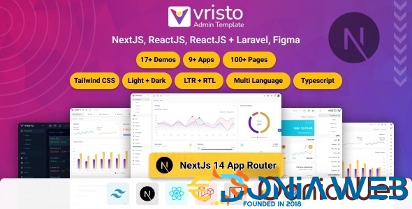 Vristo – Multipurpose Tailwind NextJS App Router, ReactJS Admin Template