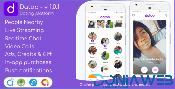 Datoo v1.0.10 - Dating platform with Live Steaming and Video calls + Admin Panel