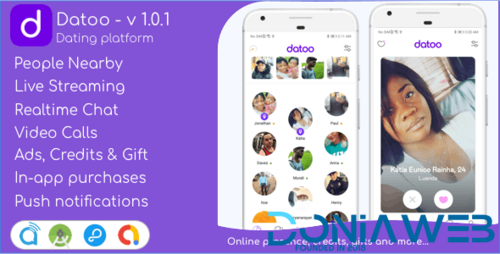 More information about "Datoo v1.0.10 - Dating platform with Live Steaming and Video calls + Admin Panel"