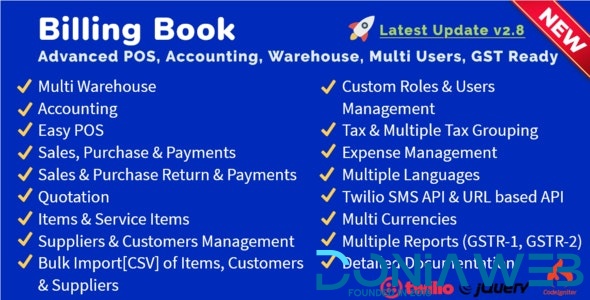 Billing Book -Advanced POS, Inventory, Accounting, Warehouse, Multi Users, GST Ready