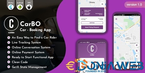 More information about "CarBo - Online Car Booking Flutter App UI Kit"