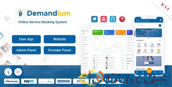 Demandium - Multi Provider On Demand, Handyman, Home service App with admin panel