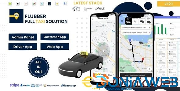 Flubber - Taxi Cab Full Solution with Customer and Driver Flutter App, Web and Admin Laravel Panel