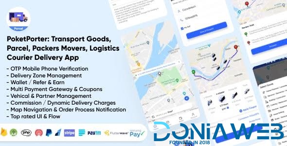 PoketPorter: Transport Goods, Parcel, Packers Movers, Logistics & Courier Delivery App Full Solution