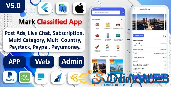 Mark Classified App | Classified App | Multi Payment Gateways Integrated | Buy & Sell | Subscription