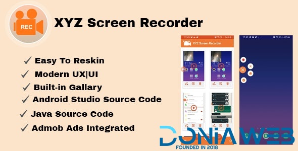 XYZ Screen Recorder | Native Android App | Admob Ads