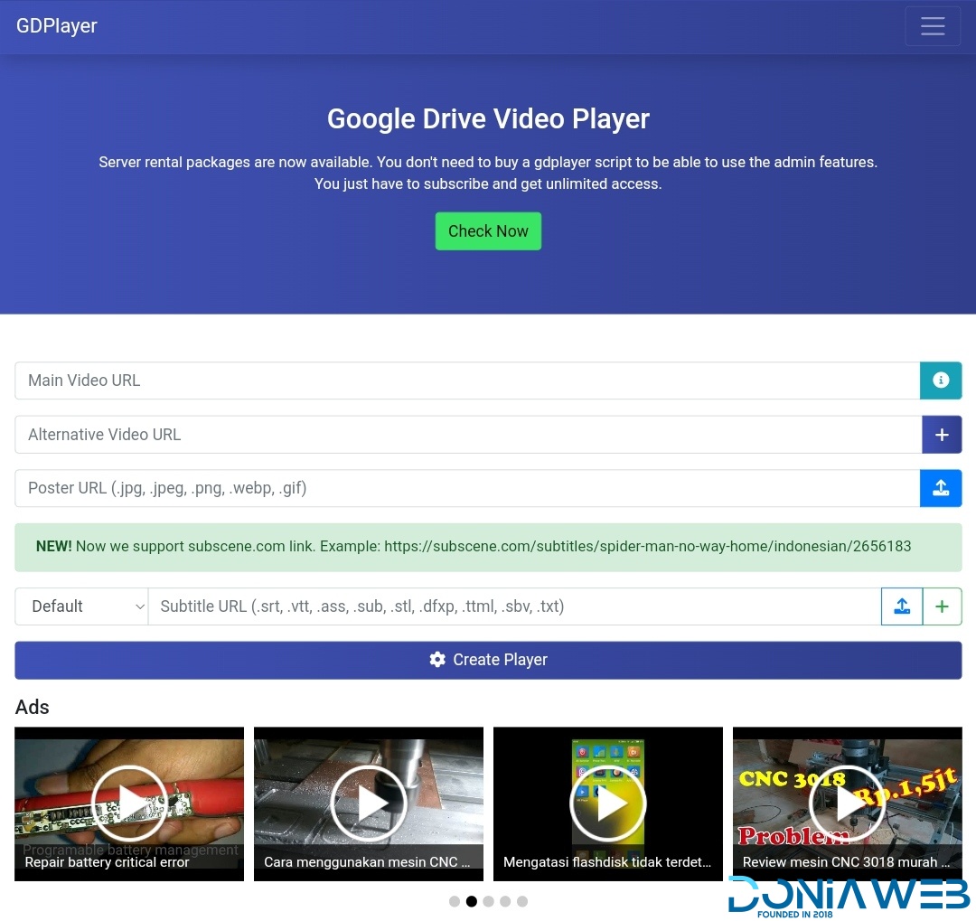 GDPlayer.Top Google Drive Video Player PHP Script