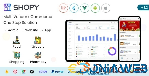 Shopy - Multivendor eCommerce, Food, Grocery, Pharmacy Delivery Flutter App + Admin & Website