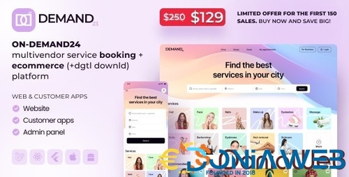 More information about "On-Demand24 - Multivendor Service Booking + eCommerce (+dgtl downld) platform (cust web, mob, admin)"
