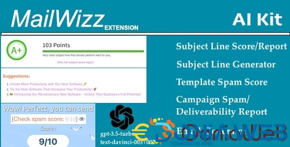 Mailwizz AI Kit - Spam and Subject Line Scoring with AI Content Generator supporting chatGPT