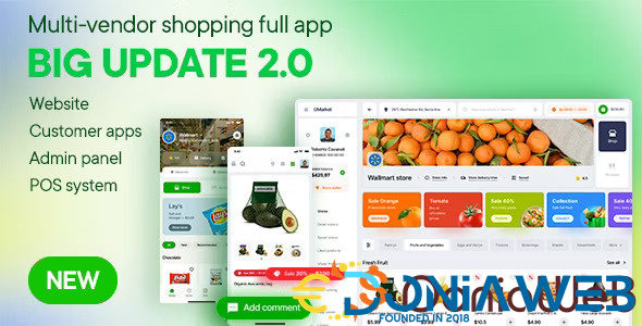 SundayMart - All-in-One Grocery, Pharmacy Multivendor eCommerce (Web, User, Vendor, Delivery)